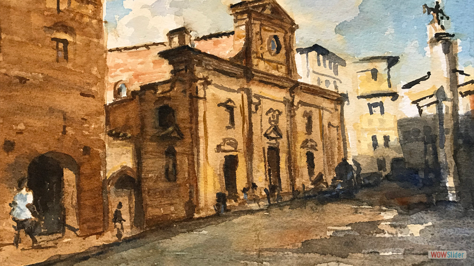 SQUARE IN FLORENCE watercolor